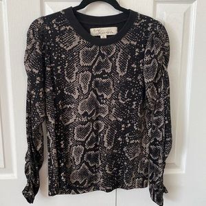 Vintage Havana Long Sleeve Top Black Taupe Snakeskin size Medium